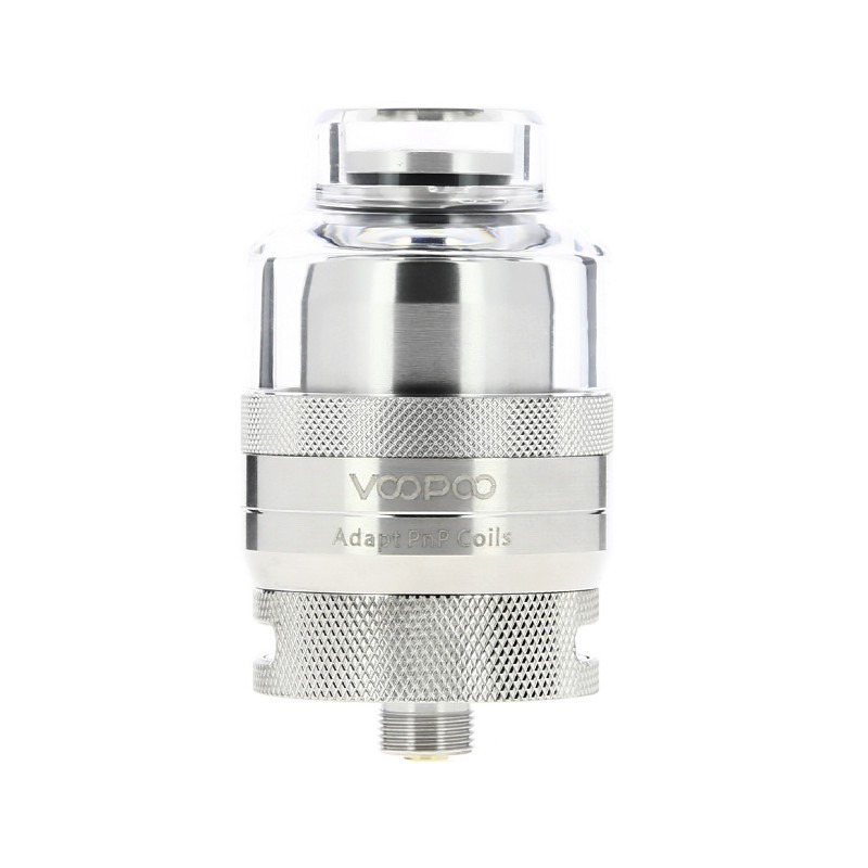 voopoo rta pod 2ml with ss deck front view stainless steel