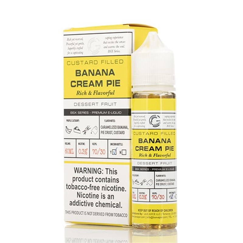 banana cream pie - basix series - glas vapor e-liquid - 60ml - bottle and box