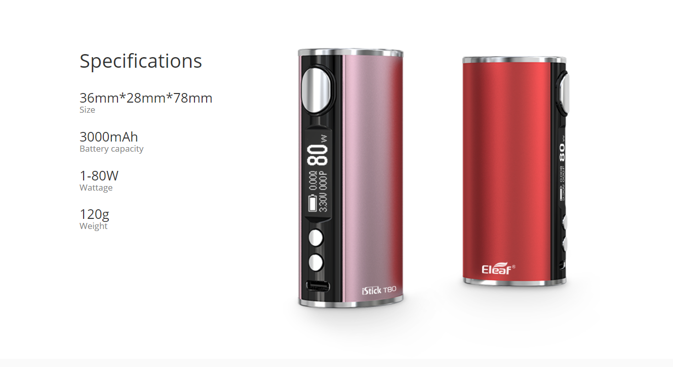 Eleaf iStick T80 Mod Specifications