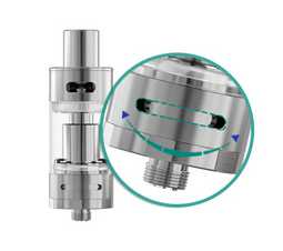 The amount of airflow can easily be adjusted by rotating the flexible airflow control ring on the atomizer base so as to get different vaping experiences.