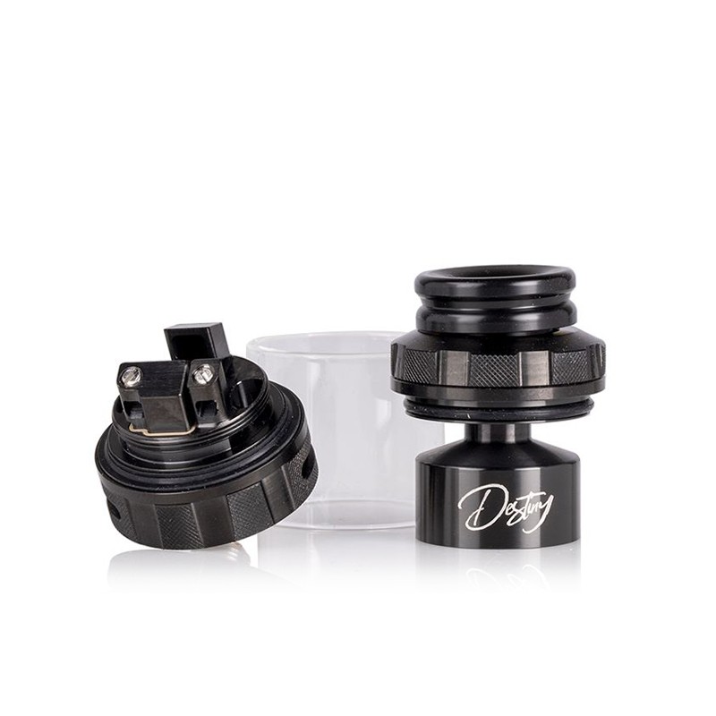 hellvape destiny 24mm rta top cap and glass removed build deck exposed