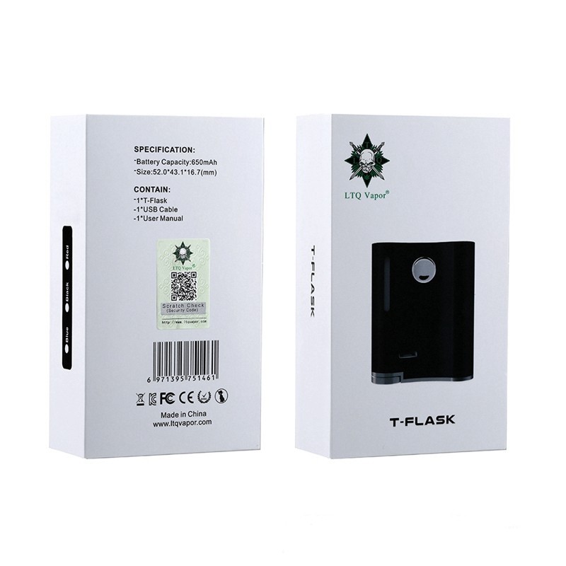 ltq vapor t-flask box mod 650mah package box