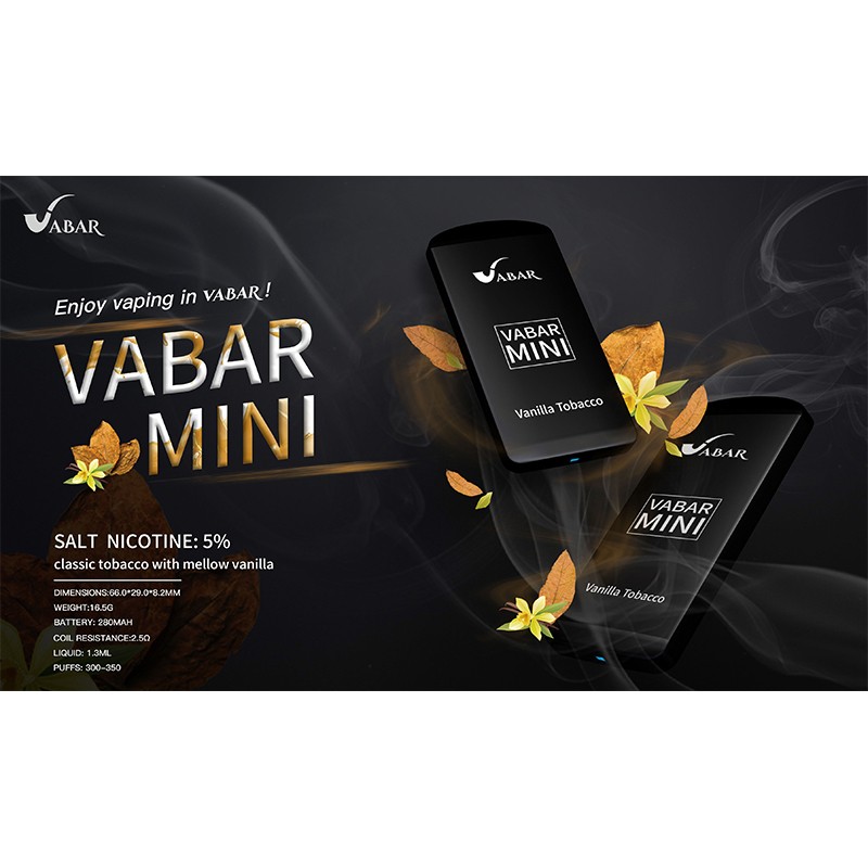 vabar mini disposable pod kit vanilla tobacco-50mg