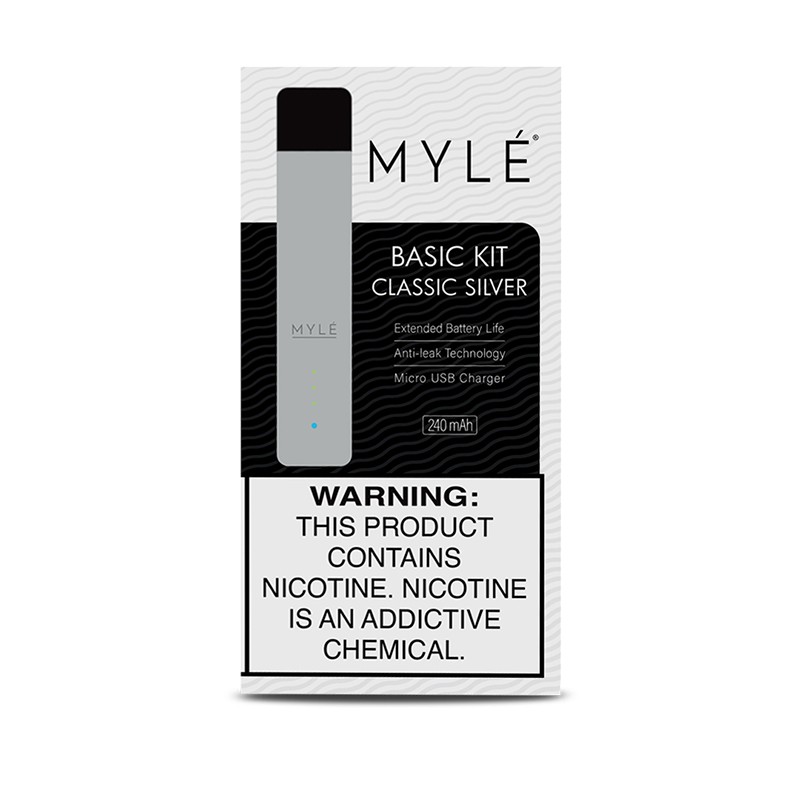 mylé v4 device battery classic silver box