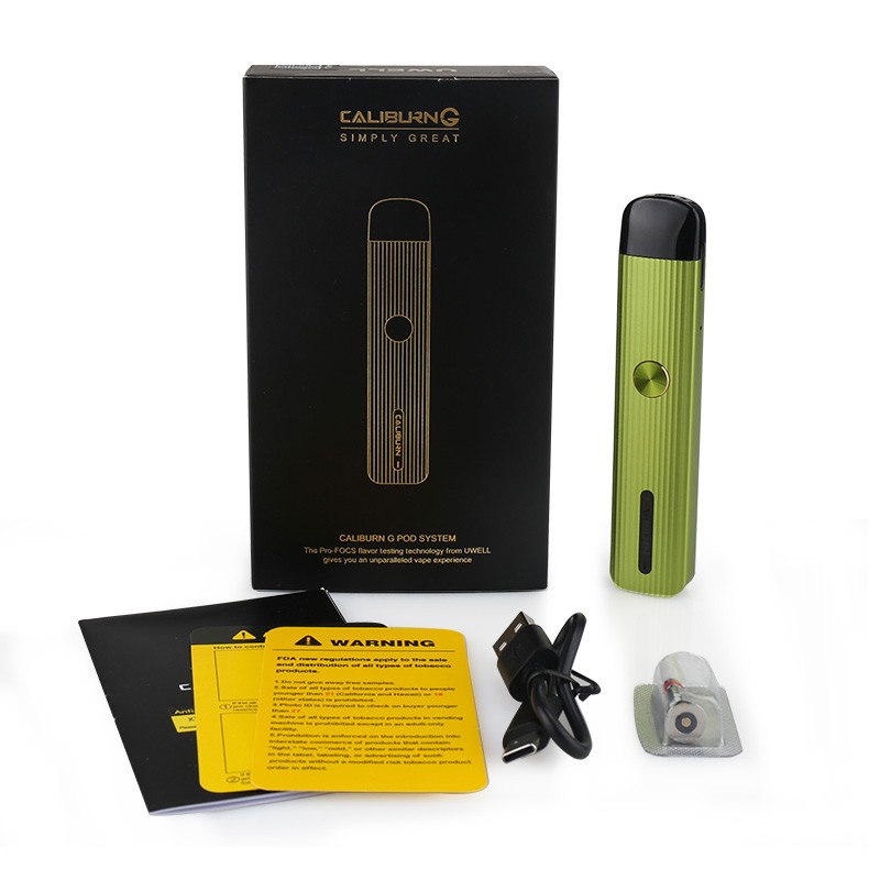 uwell caliburn g 15w pod system kit package contents