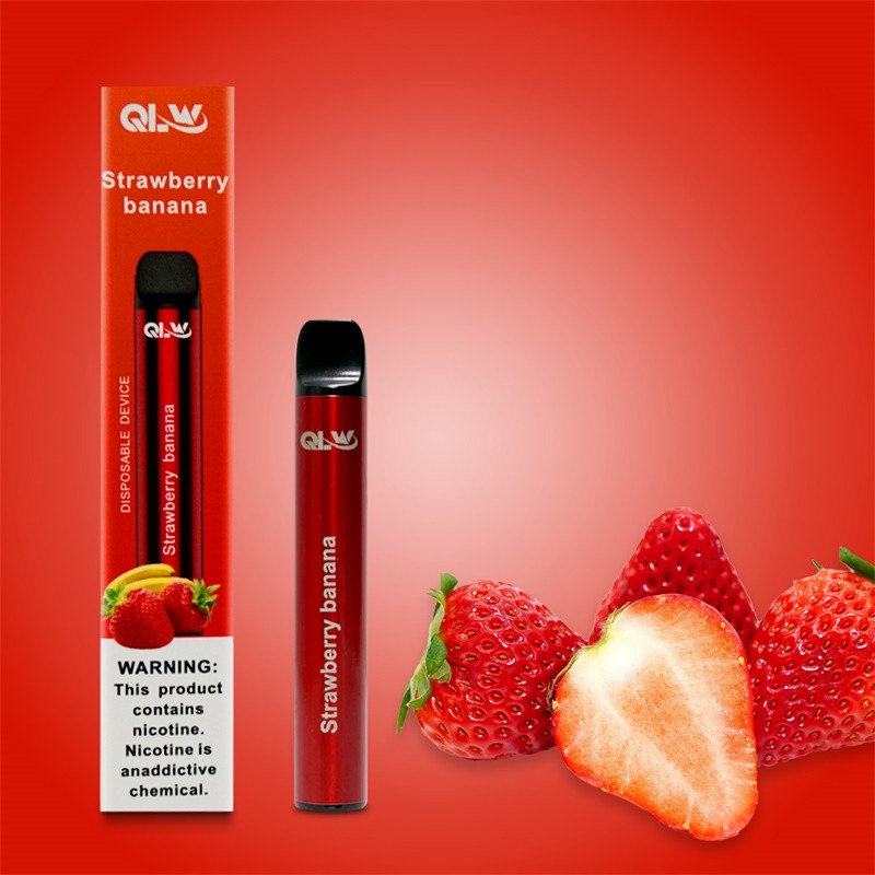 qlw mini disposable vape - strawberry banana package