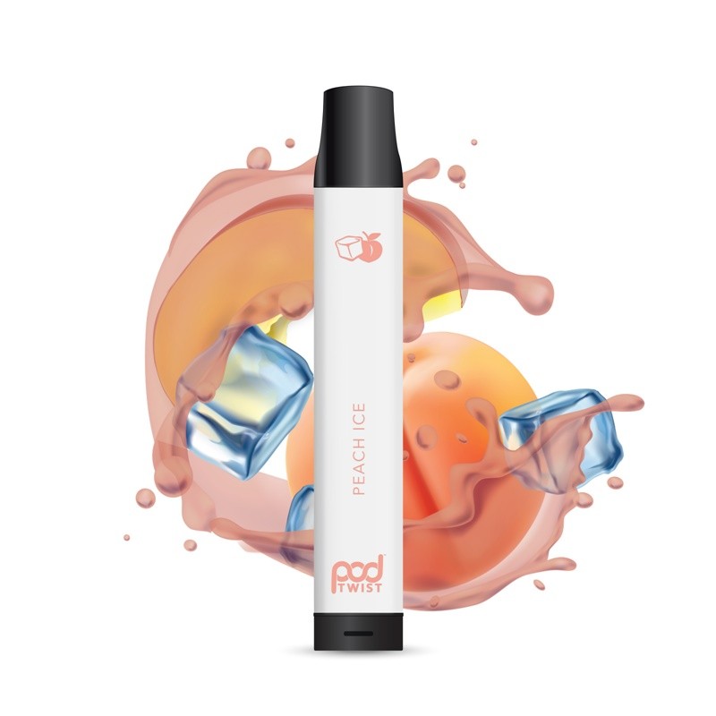 pod twist 2500 disposable vape device peach ice