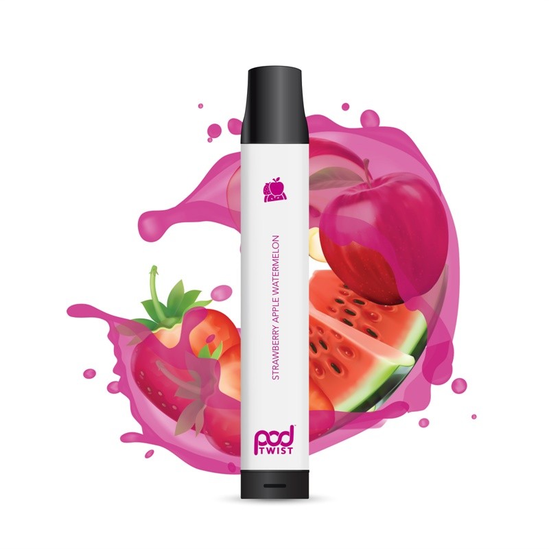 pod twist 2500 disposable vape device strawberry apple watermelon
