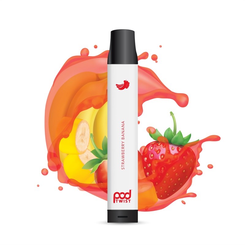 pod twist 2500 disposable vape device strawberry banana