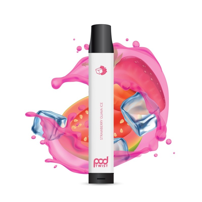 pod twist 2500 disposable vape device strawberry guava ice