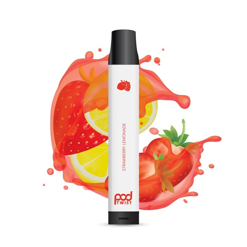 pod twist 2500 disposable vape device strawberry lemonade