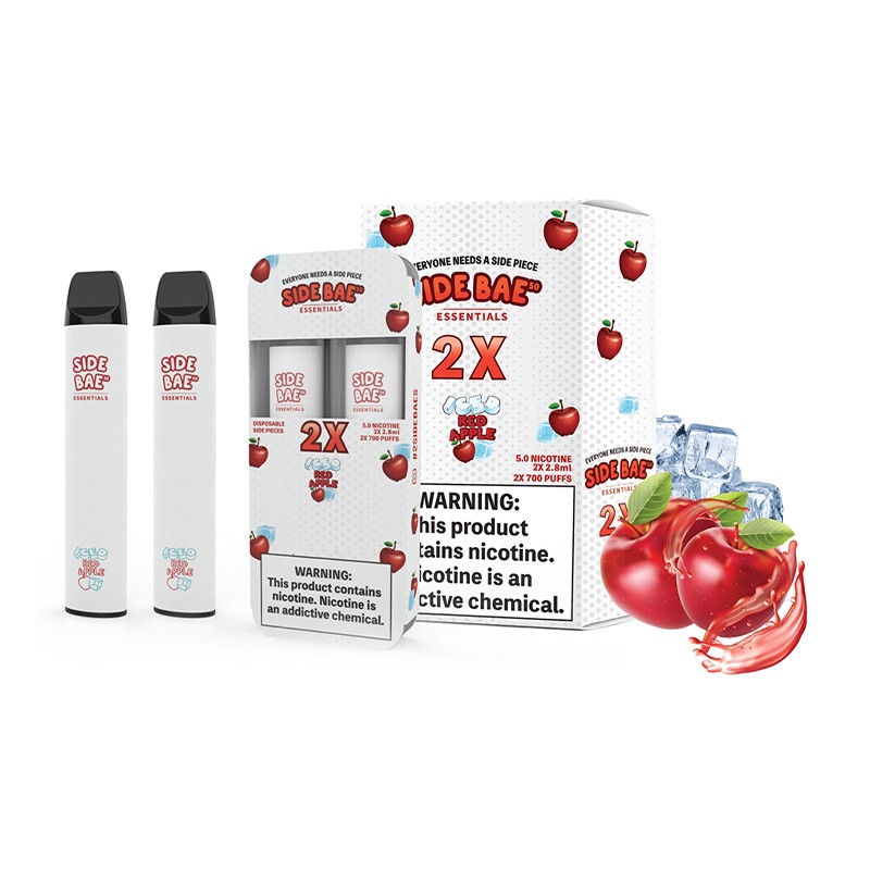 side bae essentials 2x disposable iced red apple