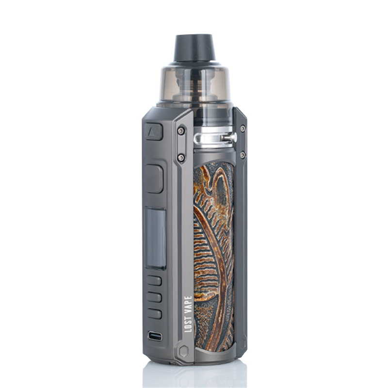 Lost Vape Ursa Quest Multi Pod Mod Kit Gunmetal-Ukiran Leather