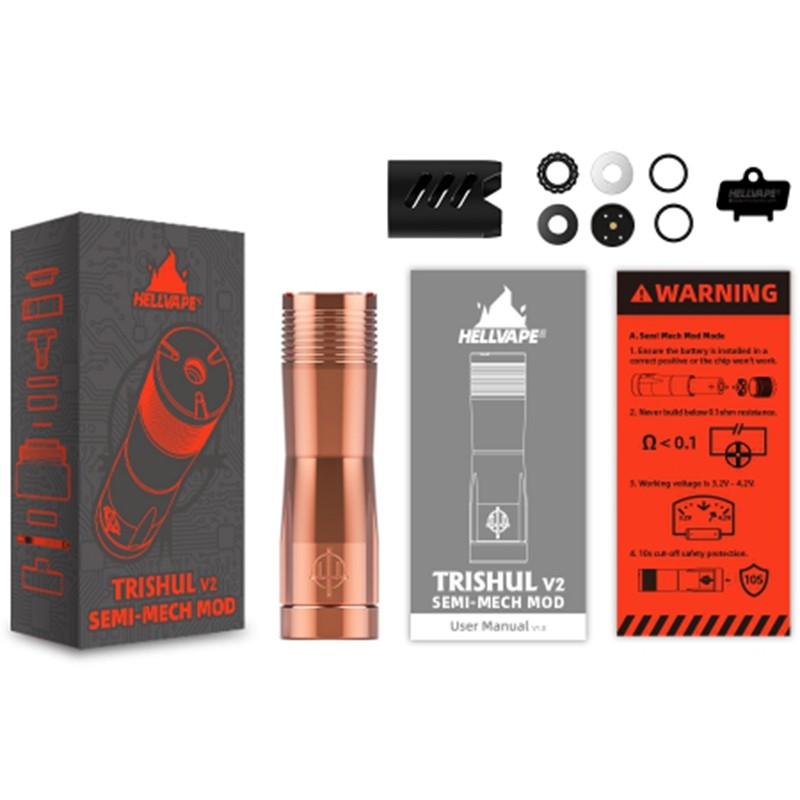 hellvape trishul v2 semi-mech mod package contents