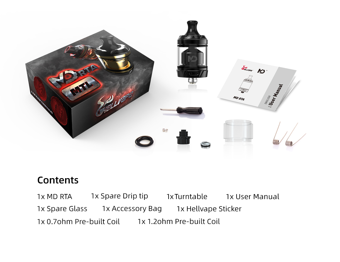 Hellvape MD RTA Package contents