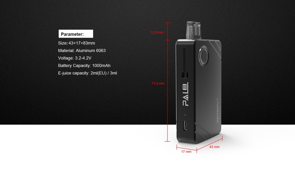 artery pal 2 kit 1000mah pod kit parameter