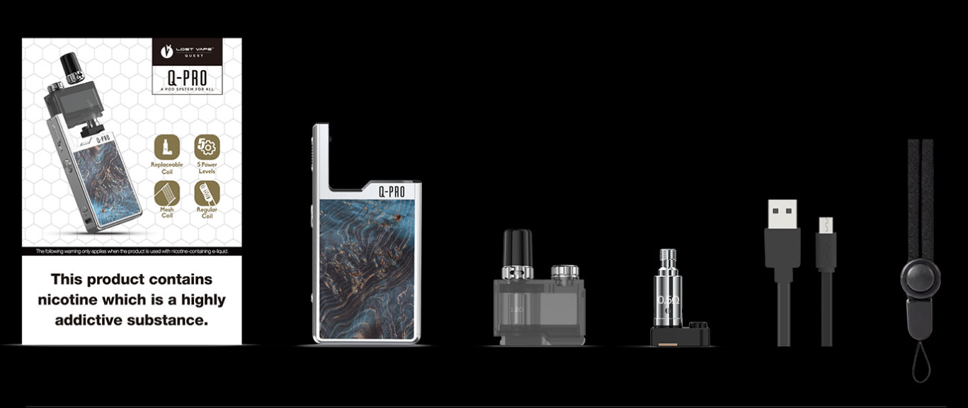 Lost Vape Orion Q PRO Pod System Kit package contents