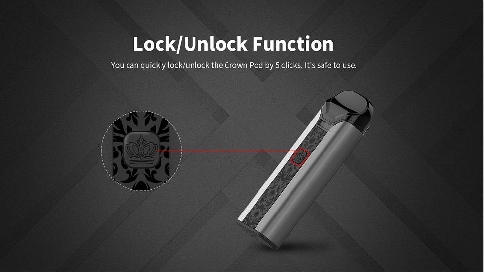 Uwell Crown Pod kit lock and unlock function