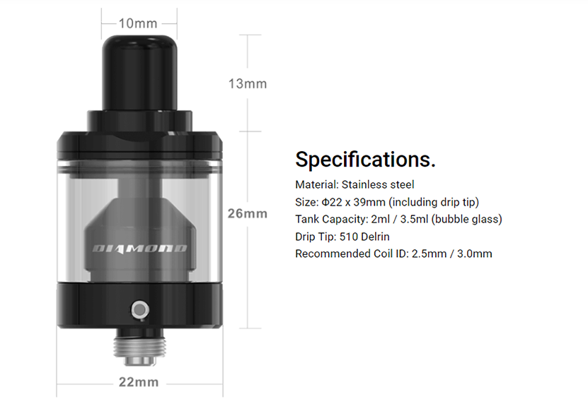 Damn Vape Diamond MTL RTA specifications