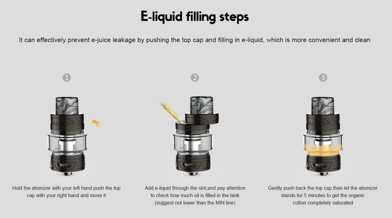 VOOPOO Find Kit 120W E-liquid filling steps