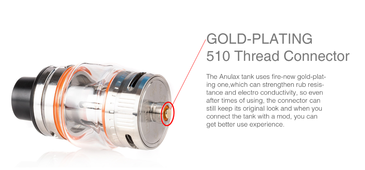 AAAVape Anulax Sub Ohm Tank Gold-plating 510 Thread Connector