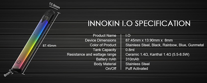 Innokin I.O Pod System Kit specification