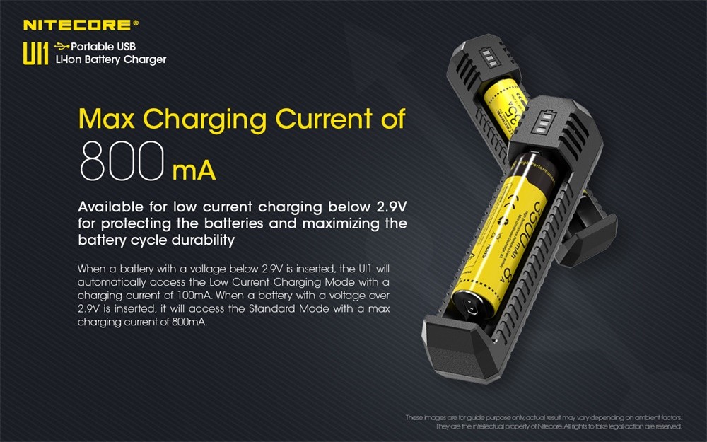 Max charging current of 800mA