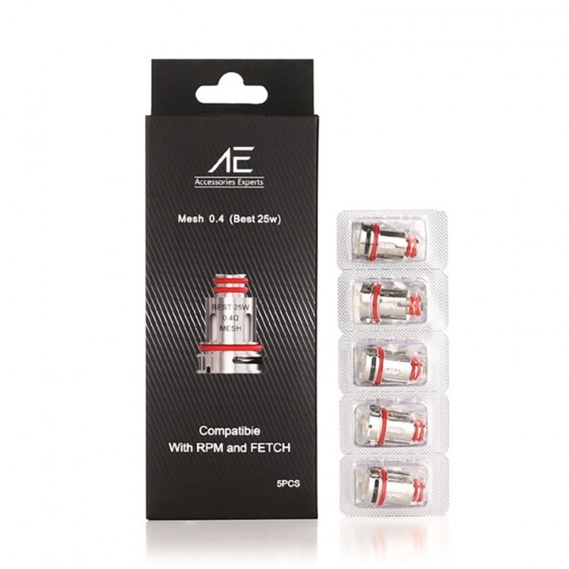 AE 0.4ohm Mesh Coil package box and coils