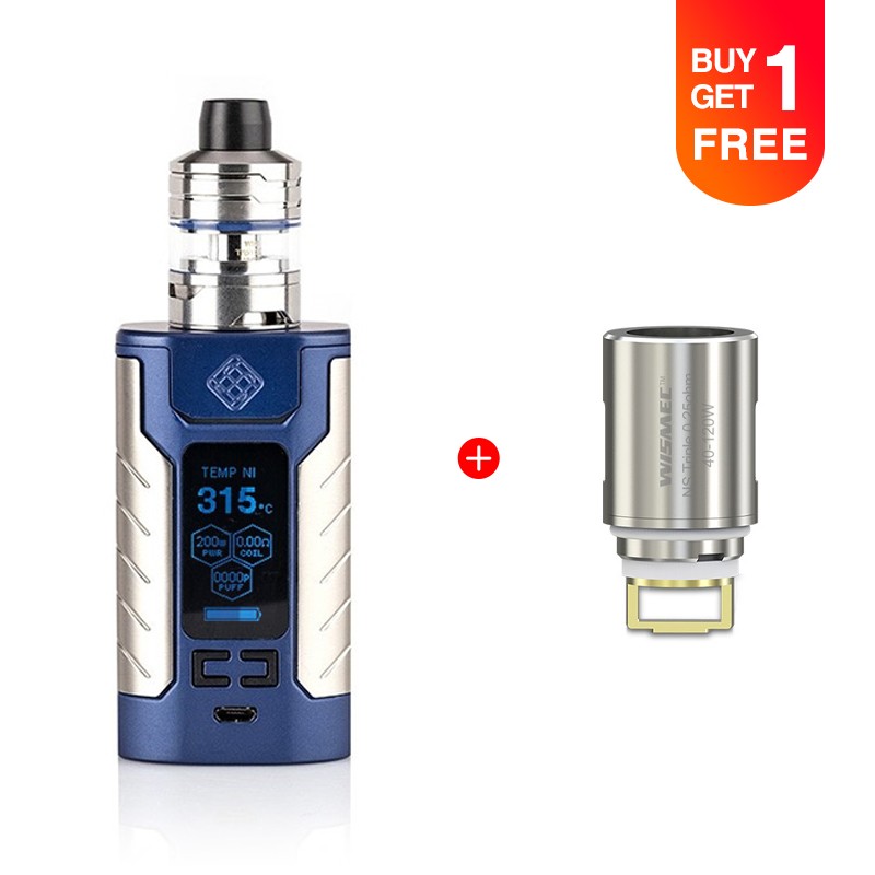 Wismec SINUOUS FJ200 Kit 200W with DIVIDER Tank with coils free