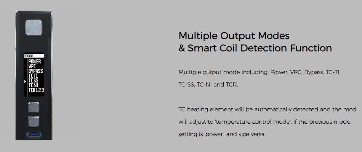 Maxus 200W Kit Output Modes