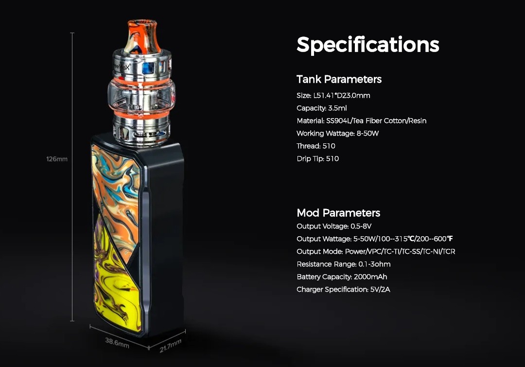 Maxus 50W Kit - Specifications
