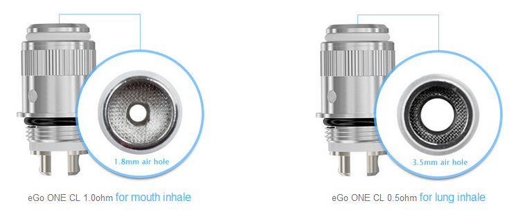2choices of joyetech ego one cl atomizer head 1.0ohm/0.5ohm
