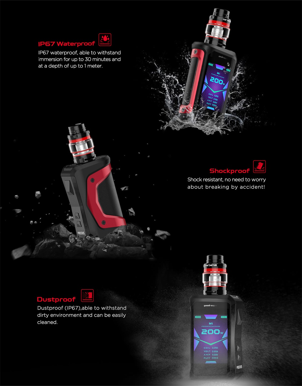 Geekvape Aegis X Kit IP67 waterproof /shockproof/dustproof