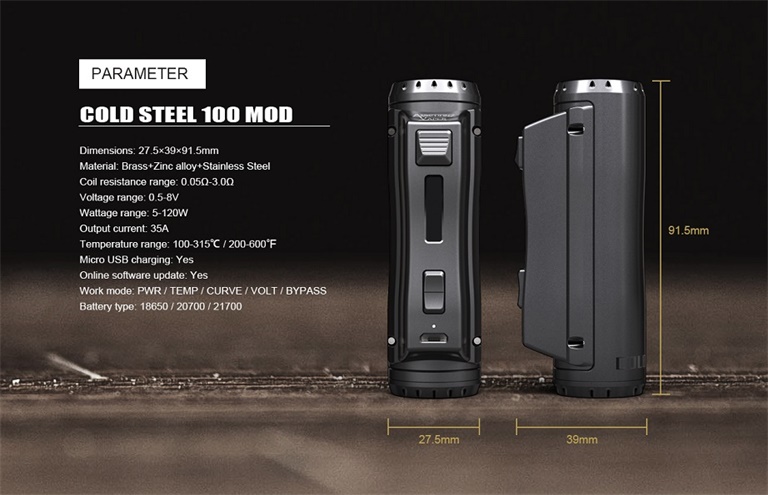 Ehpro Cold Steel 100 TC Box Mod