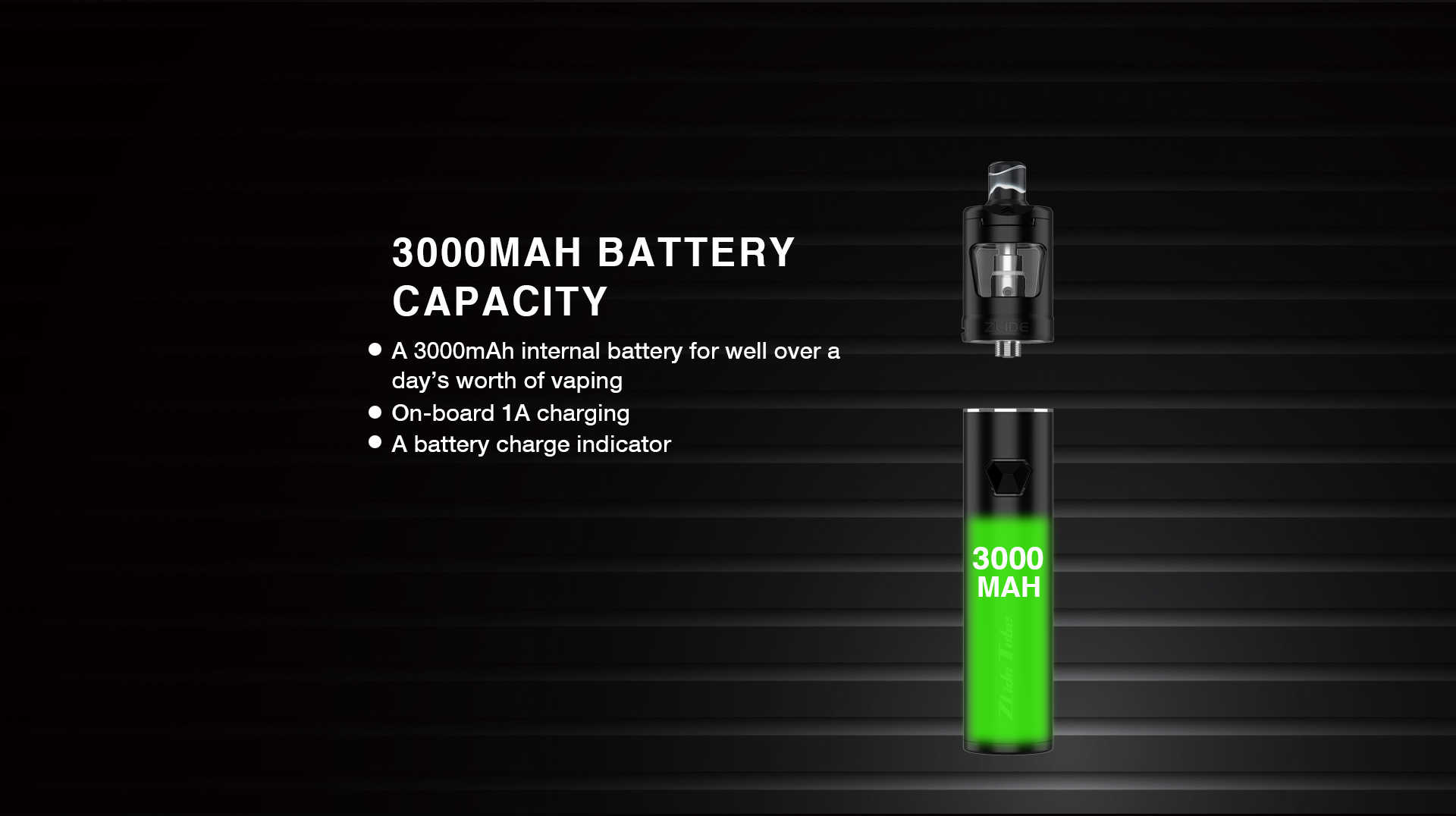 zlide tube kit 3000mah battery capacity