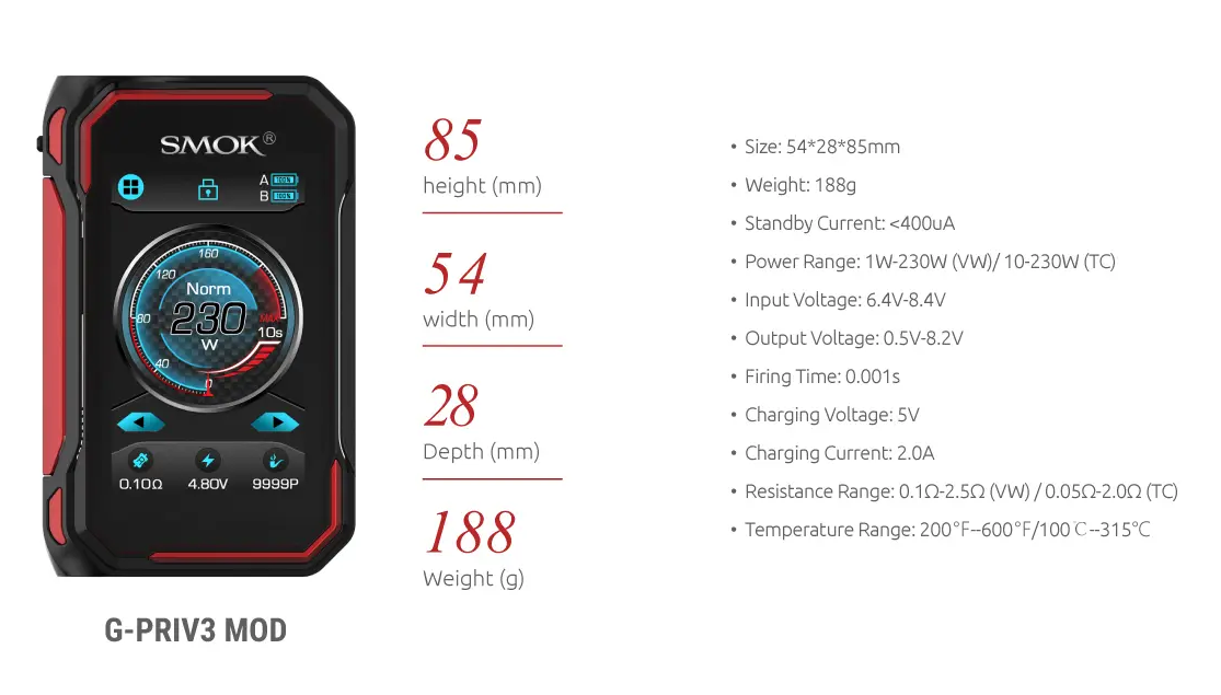 Smok G Priv 3 Mod Parameter