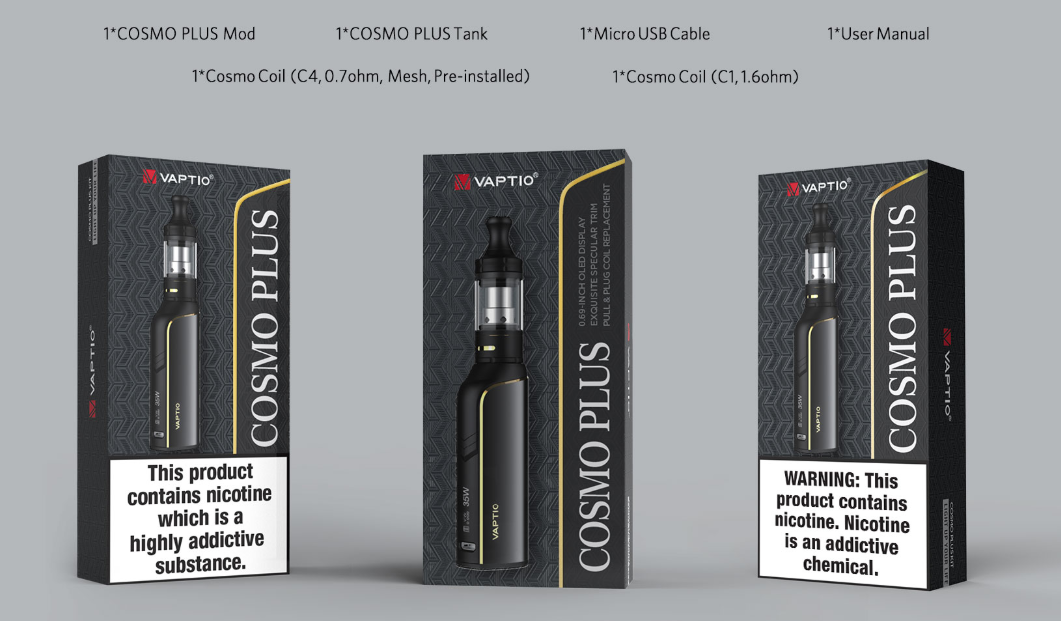 Vaptio Cosmo Plus Starter Kit Packing List