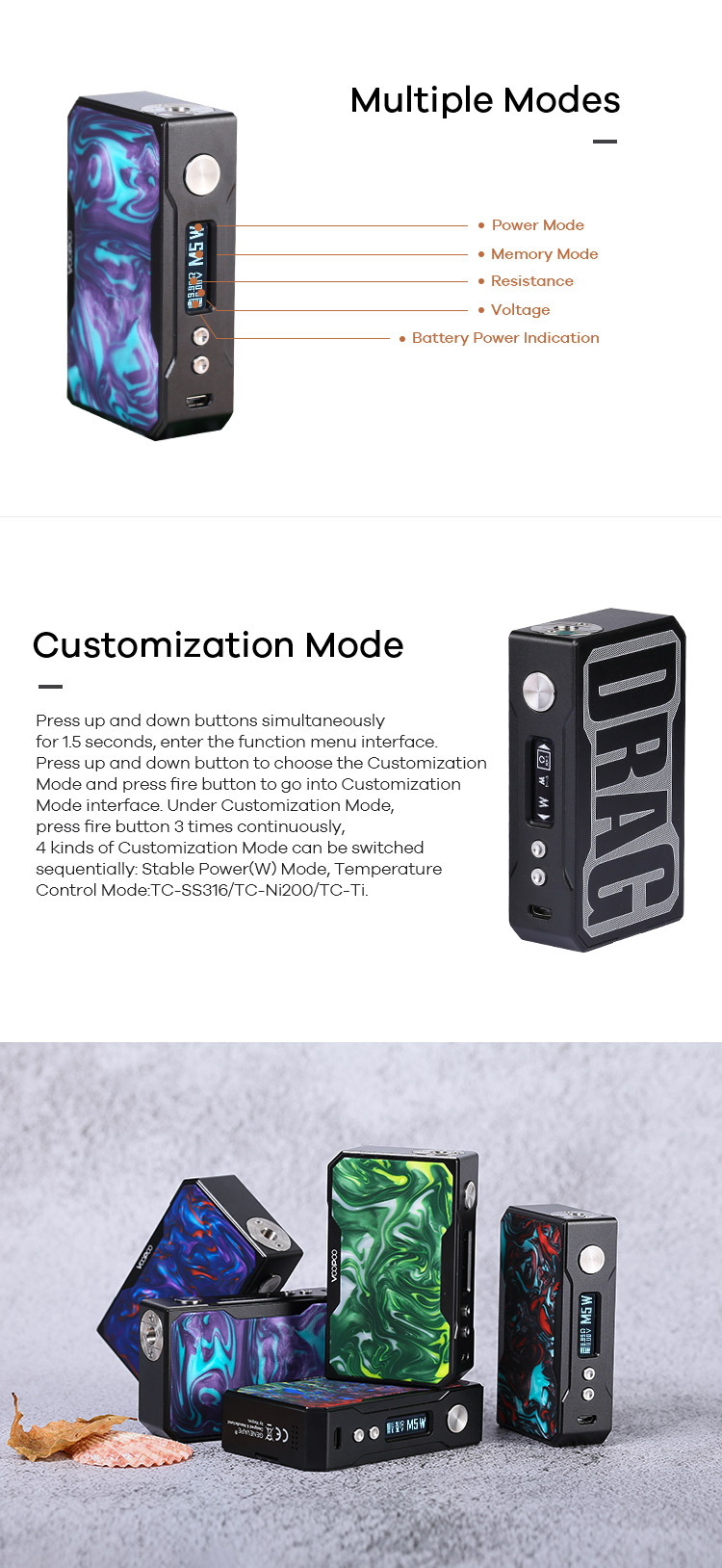 VOOPOO DRAG Mod Support Multiple Modes and customization