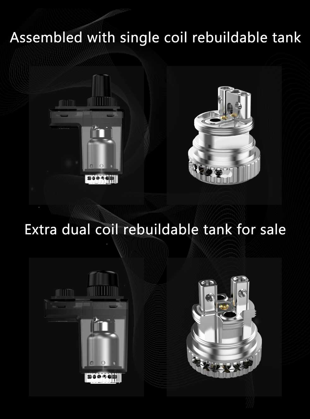 Ratel XS Cartridge Support Single And Dual Coil Rebuildable