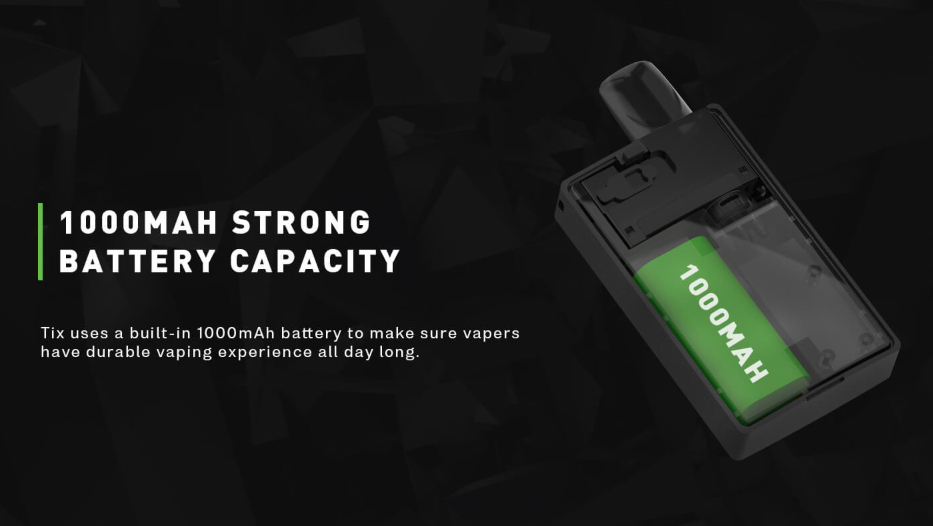 Rincoe Tix Pod Kit 1000mAh battery capacity