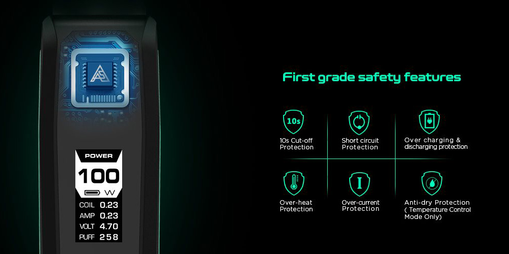 GeekVape Aegis Squonker Kit First grade safety features