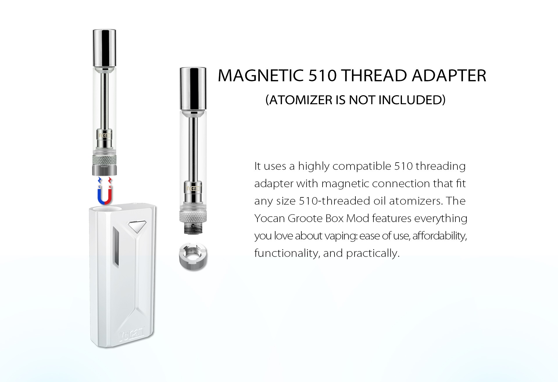 Yocan Groote box mod Magnetic 510 Thread Adapter