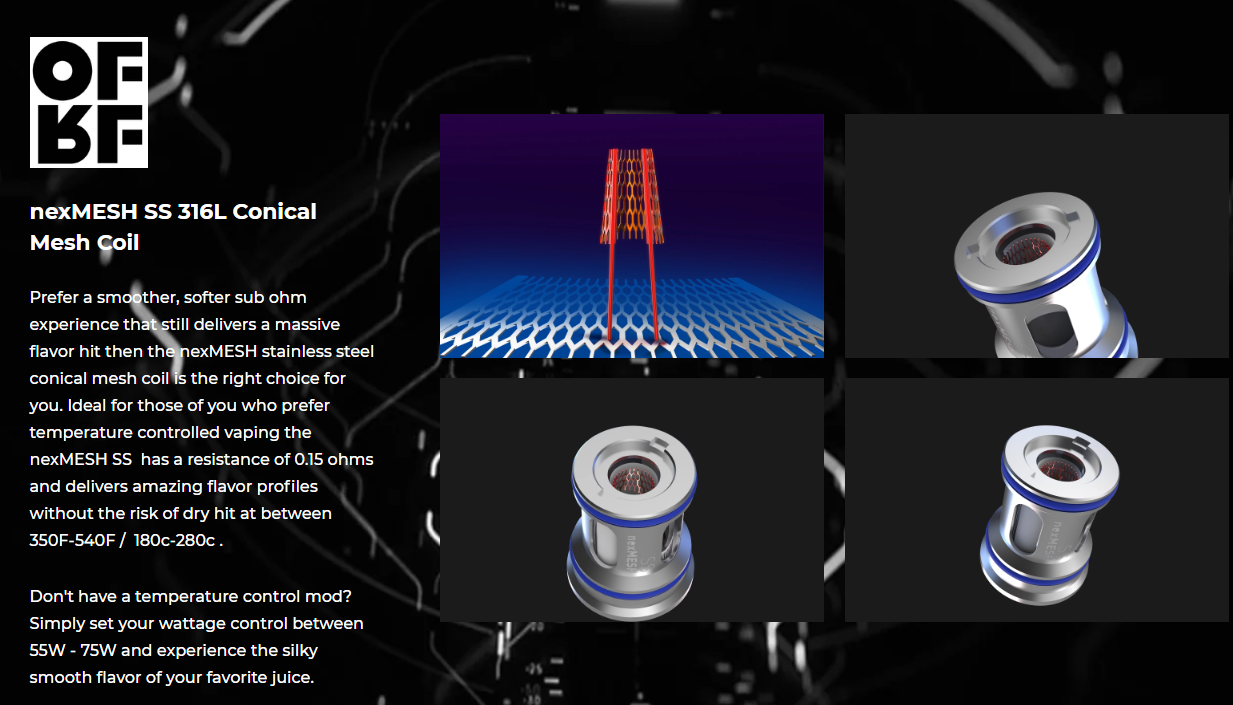 OFRF nexMESH SS 316L Conical Mesh Coil