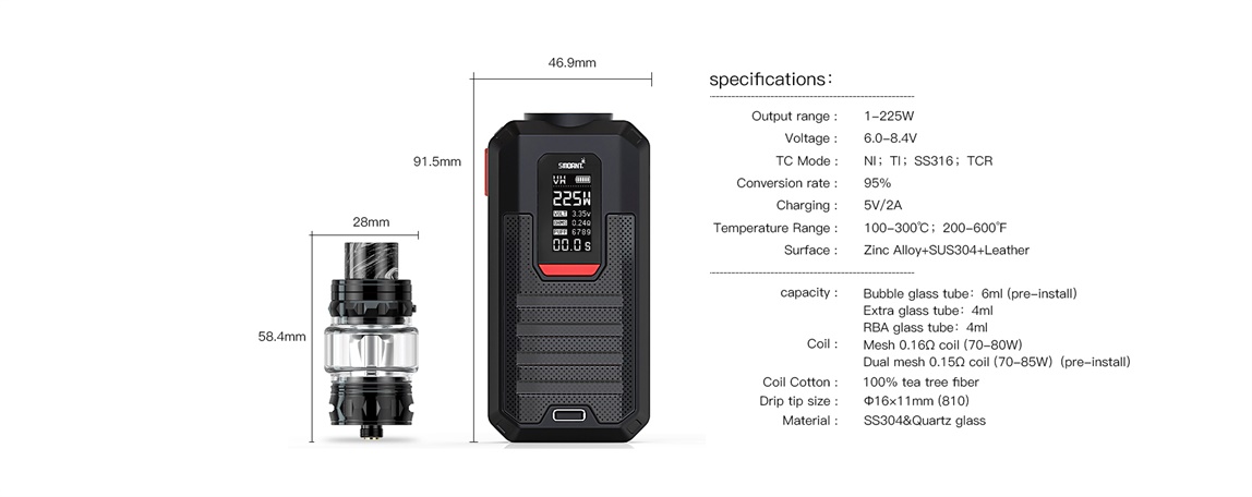 Smoant Ladon AIO 2in1 Box Kit Specifications