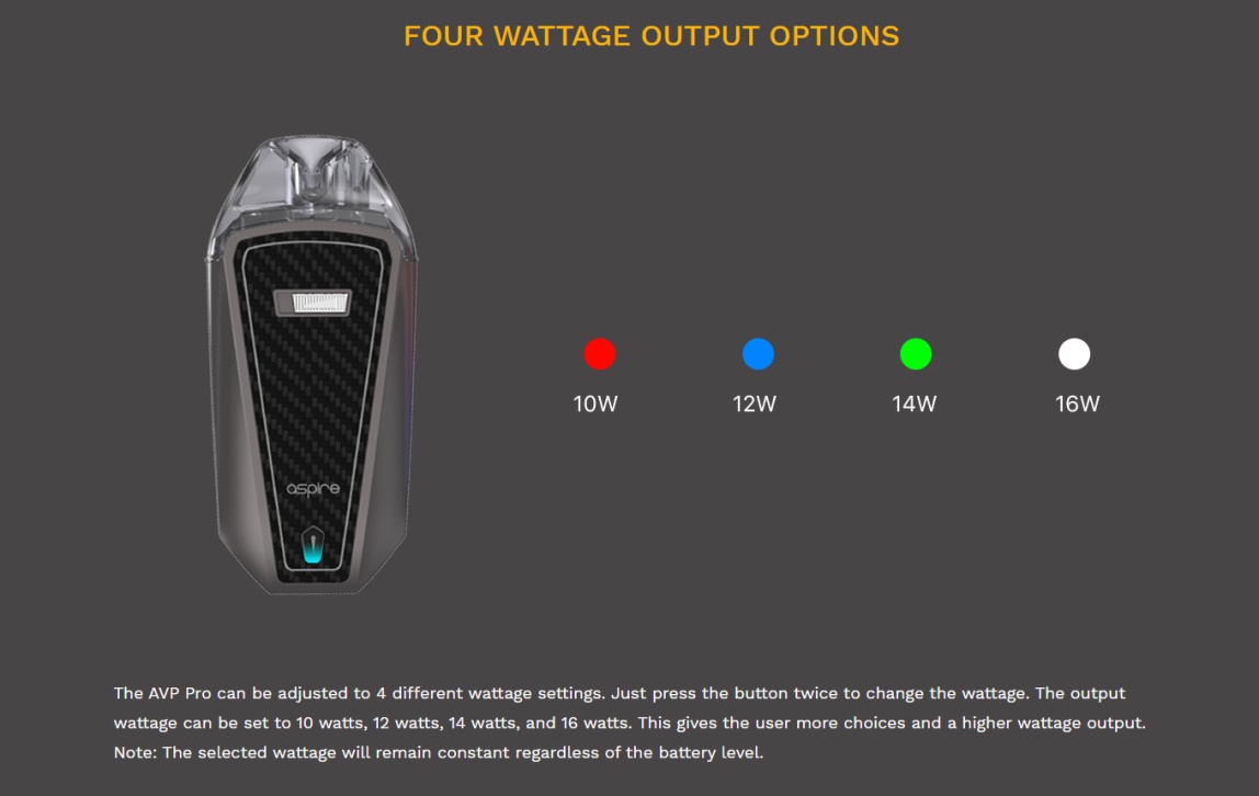 AVP Pro Wattage Output Options