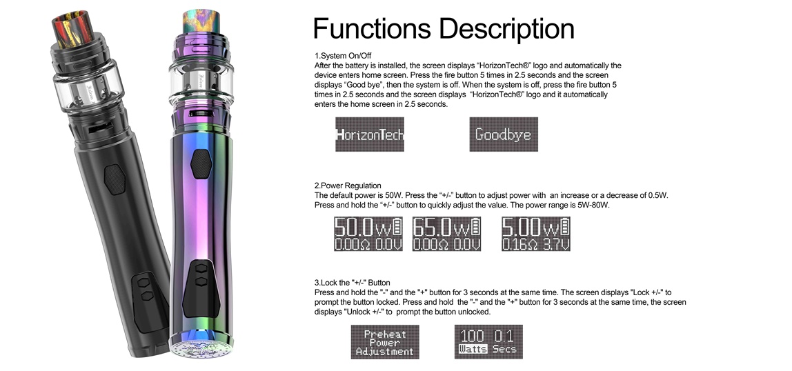 Horizon Falcon Pen Kit Functions Description