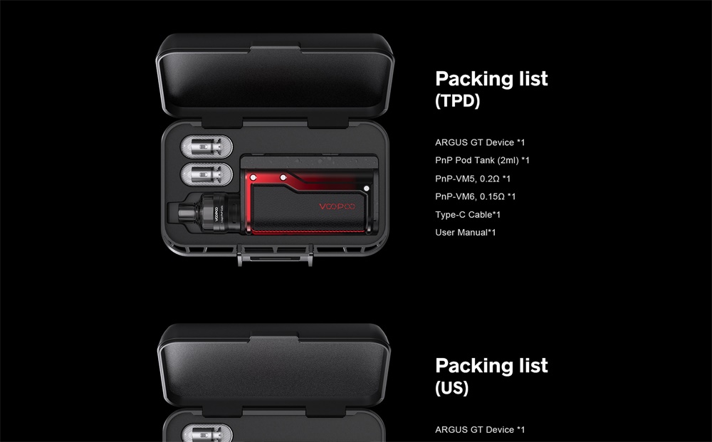 Argus GT Packing list1