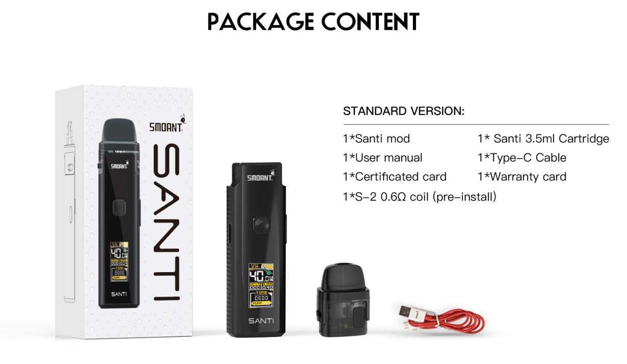 Smoant Santi - Package Content