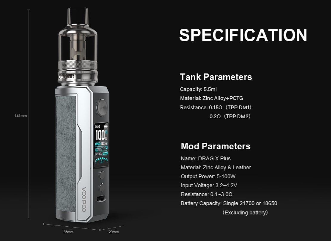 DRAG X Plus Specification