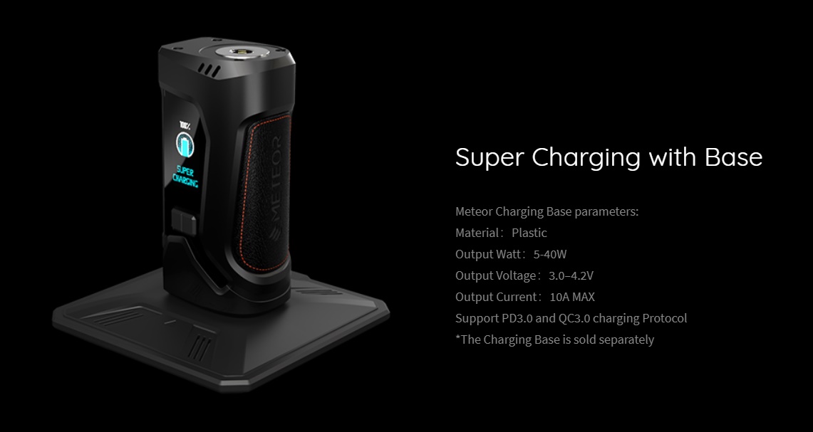 VapX Meteor Mod Super Charging with Base